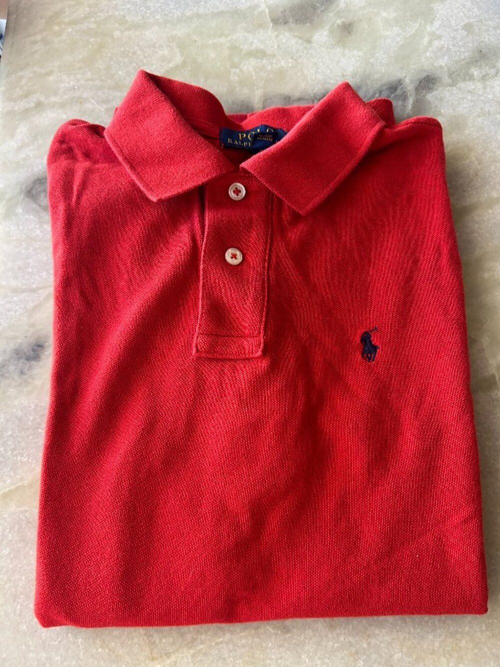 Polo Ralph Lauren Boys Red Short Sleeve Pique Polo Navy Pony Size 14/16